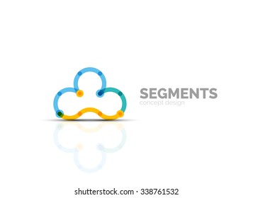 Outline minimal abstract geometric logo, linear business icon made of line segments, elements. Vector illustration