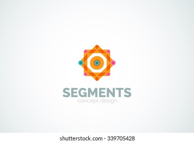 Outline minimal abstract geometric logo, linear business icon made of line segments, elements. Vector illustration