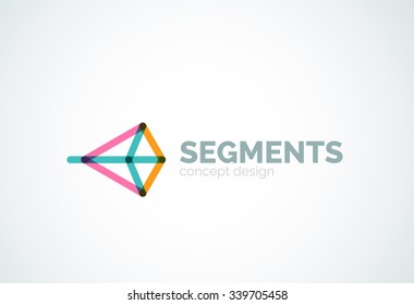 Outline minimal abstract geometric logo, linear business icon made of line segments, elements. Vector illustration