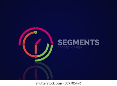 Esquema mínimo logotipo geométrico abstracto, icono comercial lineal hecho de segmentos de línea, elementos. Ilustración del vector