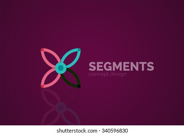 Esquema mínimo logotipo geométrico abstracto, icono comercial lineal hecho de segmentos de línea, elementos. Ilustración del vector