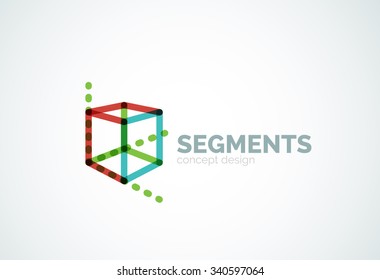 Outline minimal abstract geometric logo, linear business icon made of line segments, elements. Vector illustration