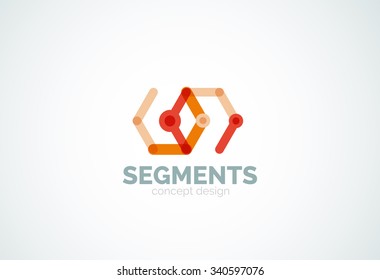 Outline minimal abstract geometric logo, linear business icon made of line segments, elements. Vector illustration