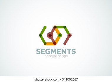 Outline minimal abstract geometric logo, linear business icon made of line segments, elements. Vector illustration