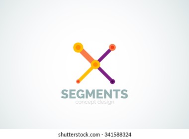 Outline minimal abstract geometric logo, linear business icon made of line segments, elements. Vector illustration