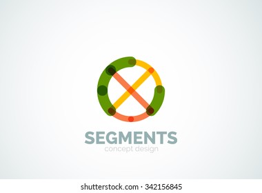 Outline minimal abstract geometric logo, linear business icon made of line segments, elements. Vector illustration