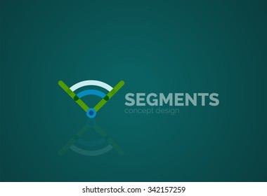 Outline minimal abstract geometric logo, linear business icon made of line segments, elements. Vector illustration