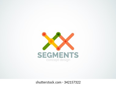 Umriss minimales abstraktes geometrisches Logo, lineares Geschäftssymbol aus Liniensegmenten, Elementen. Vektorgrafik