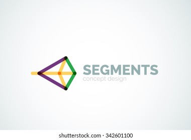 Esquema mínimo logotipo geométrico abstracto, icono comercial lineal hecho de segmentos de línea, elementos. Ilustración del vector
