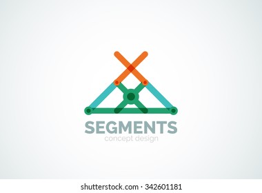 Outline minimal abstract geometric logo, linear business icon made of line segments, elements. Vector illustration