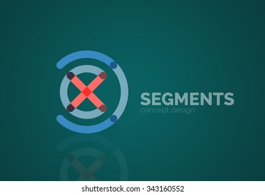 Esquema mínimo logotipo geométrico abstracto, icono comercial lineal hecho de segmentos de línea, elementos. Ilustración del vector