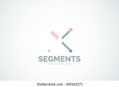 Esquema mínimo logotipo geométrico abstracto, icono comercial lineal hecho de segmentos de línea, elementos. Ilustración del vector