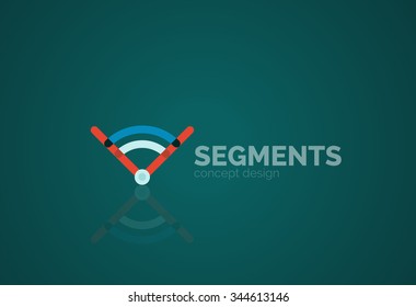 Esquema mínimo logotipo geométrico abstracto, icono comercial lineal hecho de segmentos de línea, elementos. Ilustración del vector