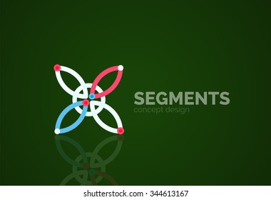 Outline minimal abstract geometric logo, linear business icon made of line segments, elements. Vector illustration