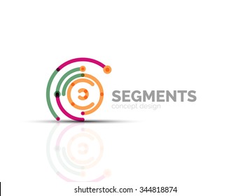 Esquema mínimo logotipo geométrico abstracto, icono comercial lineal hecho de segmentos de línea, elementos. Ilustración del vector