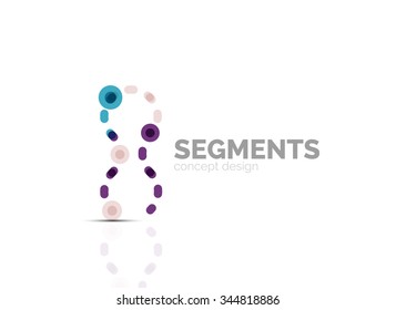 Esquema mínimo logotipo geométrico abstracto, icono comercial lineal hecho de segmentos de línea, elementos. Ilustración del vector