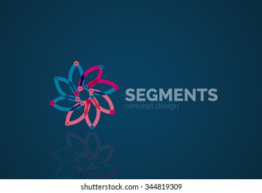 Esquema mínimo logotipo geométrico abstracto, icono comercial lineal hecho de segmentos de línea, elementos. Ilustración del vector