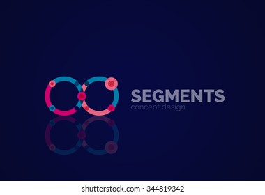 Esquema mínimo logotipo geométrico abstracto, icono comercial lineal hecho de segmentos de línea, elementos. Ilustración del vector