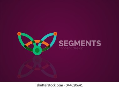 Outline minimal abstract geometric logo, linear business icon made of line segments, elements. Vector illustration