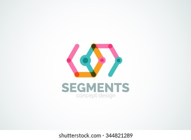 Esquema mínimo logotipo geométrico abstracto, icono comercial lineal hecho de segmentos de línea, elementos. Ilustración del vector