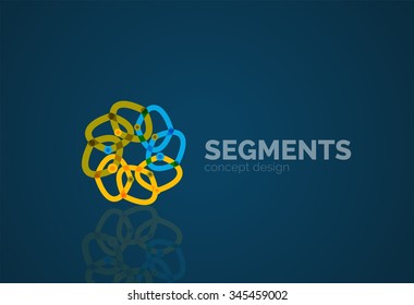 Esquema mínimo logotipo geométrico abstracto, icono comercial lineal hecho de segmentos de línea, elementos. Ilustración del vector