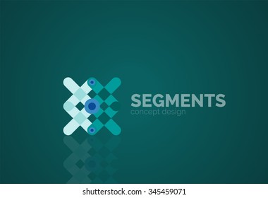 Esquema mínimo logotipo geométrico abstracto, icono comercial lineal hecho de segmentos de línea, elementos. Ilustración del vector