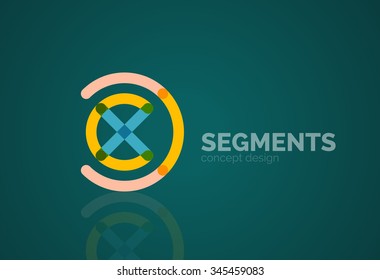 Esquema mínimo logotipo geométrico abstracto, icono comercial lineal hecho de segmentos de línea, elementos. Ilustración del vector
