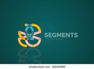 Umriss minimales abstraktes geometrisches Logo, lineares Geschäftssymbol aus Liniensegmenten, Elementen. Vektorgrafik
