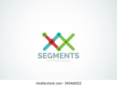 Esquema mínimo logotipo geométrico abstracto, icono comercial lineal hecho de segmentos de línea, elementos. Ilustración del vector