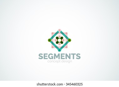 Outline minimal abstract geometric logo, linear business icon made of line segments, elements. Vector illustration