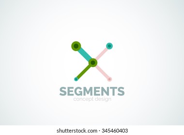 Esquema mínimo logotipo geométrico abstracto, icono comercial lineal hecho de segmentos de línea, elementos. Ilustración del vector