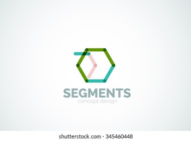 Outline minimal abstract geometric logo, linear business icon made of line segments, elements. Vector illustration