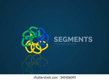 Umriss minimales abstraktes geometrisches Logo, lineares Geschäftssymbol aus Liniensegmenten, Elementen. Vektorgrafik