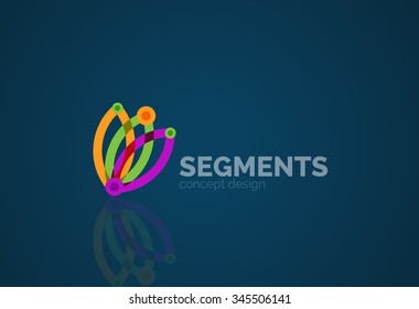 Outline minimal abstract geometric logo, linear business icon made of line segments, elements. Vector illustration