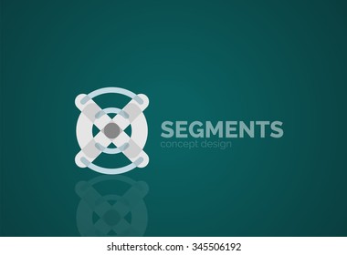Esquema mínimo logotipo geométrico abstracto, icono comercial lineal hecho de segmentos de línea, elementos. Ilustración del vector