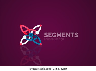 Outline minimal abstract geometric logo, linear business icon made of line segments, elements. Vector illustration