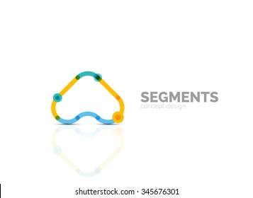 Esquema mínimo logotipo geométrico abstracto, icono comercial lineal hecho de segmentos de línea, elementos. Ilustración del vector