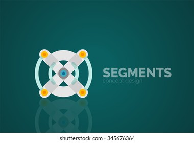 Esquema mínimo logotipo geométrico abstracto, icono comercial lineal hecho de segmentos de línea, elementos. Ilustración del vector