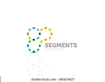 Outline minimal abstract geometric logo, linear business icon made of line segments, elements. Vector illustration