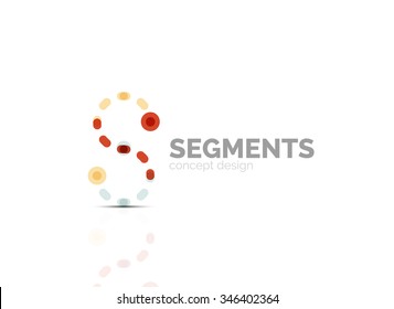 Esquema mínimo logotipo geométrico abstracto, icono comercial lineal hecho de segmentos de línea, elementos. Ilustración del vector