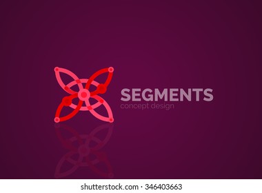 Esquema mínimo logotipo geométrico abstracto, icono comercial lineal hecho de segmentos de línea, elementos. Ilustración del vector