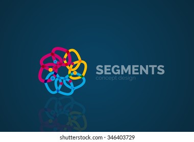 Outline minimal abstract geometric logo, linear business icon made of line segments, elements. Vector illustration