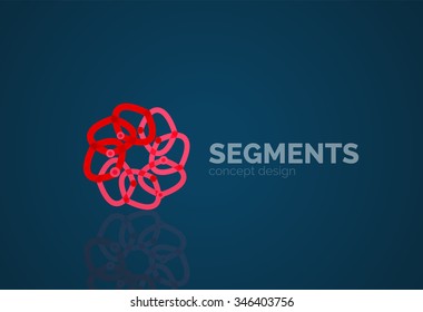 Outline minimal abstract geometric logo, linear business icon made of line segments, elements. Vector illustration