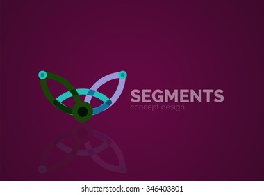 Outline minimal abstract geometric logo, linear business icon made of line segments, elements. Vector illustration