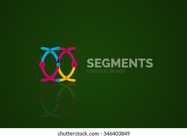 Outline minimal abstract geometric logo, linear business icon made of line segments, elements. Vector illustration