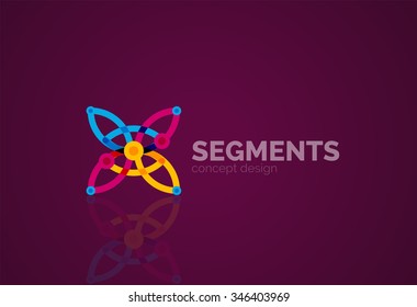 Outline minimal abstract geometric logo, linear business icon made of line segments, elements. Vector illustration