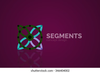 Outline minimal abstract geometric logo, linear business icon made of line segments, elements. Vector illustration