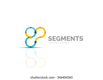 Outline minimal abstract geometric logo, linear business icon made of line segments, elements. Vector illustration