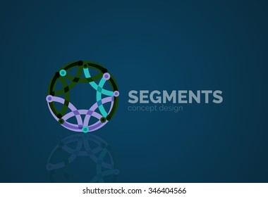 Umriss minimales abstraktes geometrisches Logo, lineares Geschäftssymbol aus Liniensegmenten, Elementen. Vektorgrafik