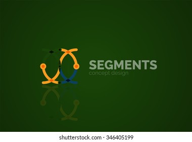 Esquema mínimo logotipo geométrico abstracto, icono comercial lineal hecho de segmentos de línea, elementos. Ilustración del vector